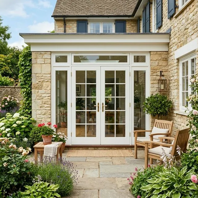 French patio doors installed on home exterior